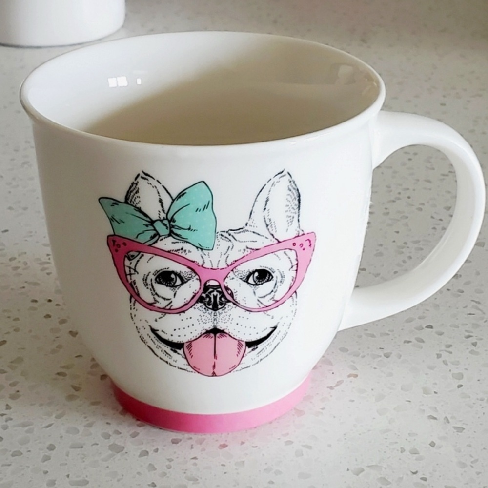 Cute French BullDog Mug with Pink Glasses